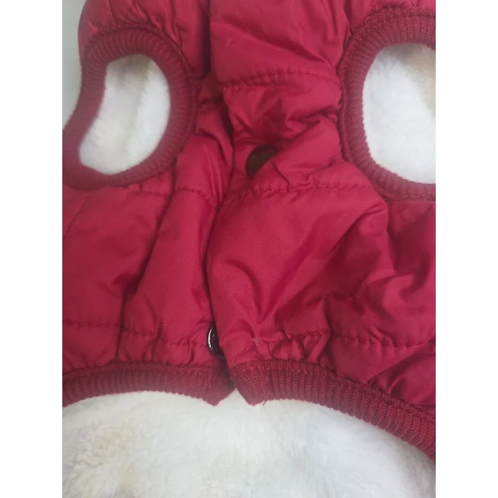 SAWMONG Dog Fleece Hoodie Red Small, (missing 1 snap)
